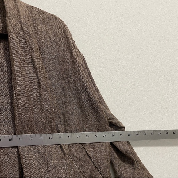 Zara Linen Cardigan Jacket Knit Brown Fringe Long Sleeve Womens XS S - Picture 10 of 13